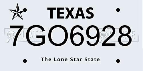 7GO6928 Texas License Plate