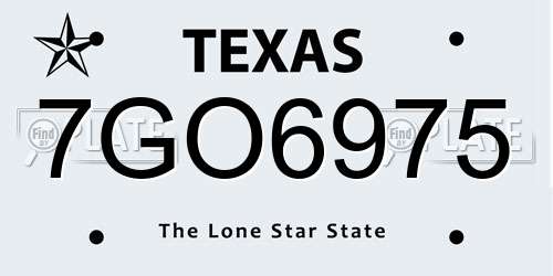 7GO6975 Texas License Plate