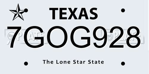 7GOG928 Texas License Plate