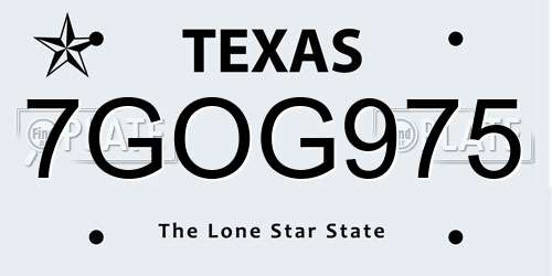 7GOG975 Texas License Plate