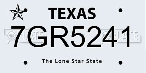 7GR5241 Texas License Plate