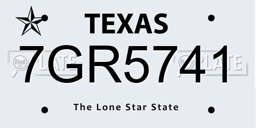 7GR5741 Texas License Plate