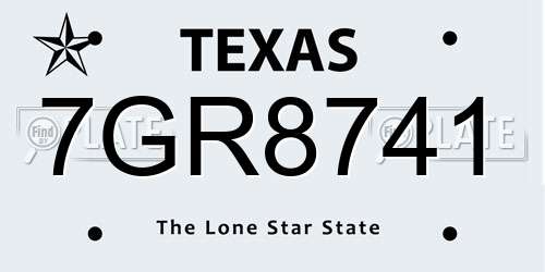 7GR8741 Texas License Plate