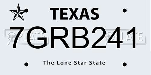 7GRB241 Texas License Plate