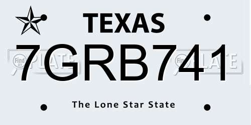 7GRB741 Texas License Plate