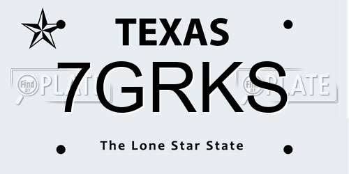 7GRKS Texas License Plate