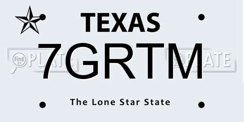 7GRTM Texas License Plate
