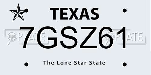 7GSZ61 Texas License Plate