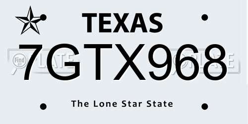 7GTX968 Texas License Plate