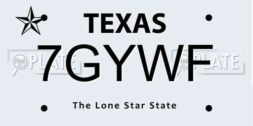 7GYWF Texas License Plate