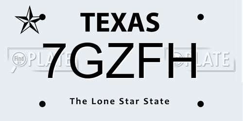 7GZFH Texas License Plate