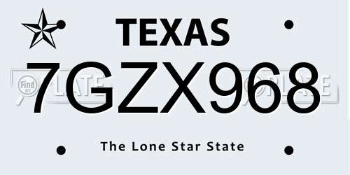 7GZX968 Texas License Plate