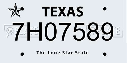 7H07589 Texas License Plate