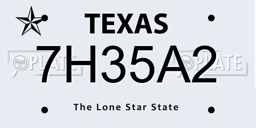 7H35A2 Texas License Plate
