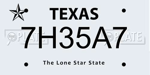 7H35A7 Texas License Plate