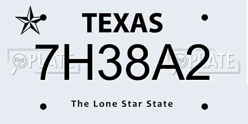 7H38A2 Texas License Plate