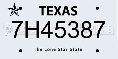 7H45387 Texas License Plate