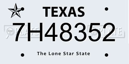 7H48352 Texas License Plate
