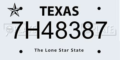 7H48387 Texas License Plate
