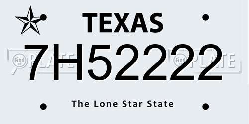 7H52222 Texas License Plate