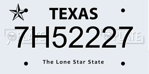 7H52227 Texas License Plate