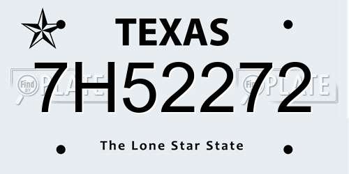 7H52272 Texas License Plate