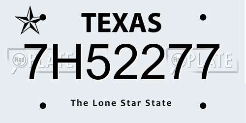 7H52277 Texas License Plate