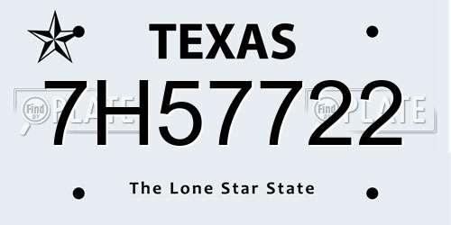 7H57722 Texas License Plate