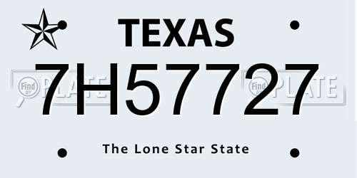 7H57727 Texas License Plate