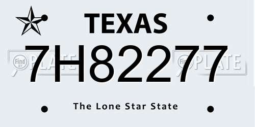 7H82277 Texas License Plate
