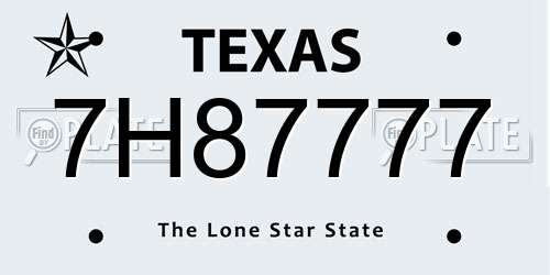 7H87777 Texas License Plate