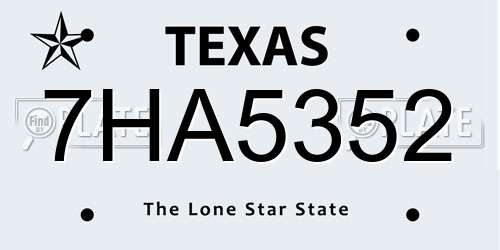 7HA5352 Texas License Plate