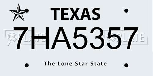 7HA5357 Texas License Plate