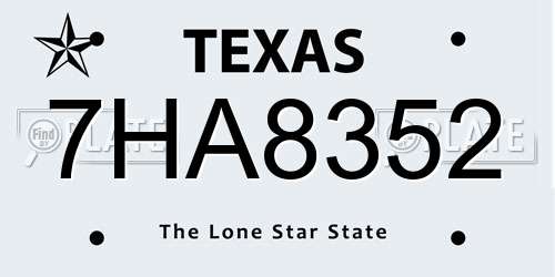 7HA8352 Texas License Plate