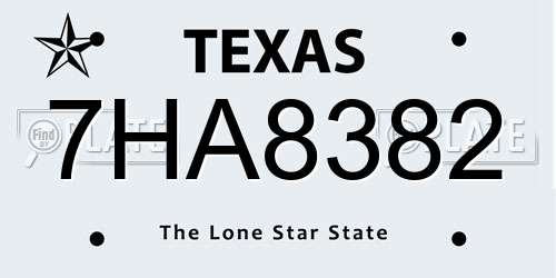 7HA8382 Texas License Plate