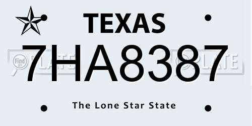 7HA8387 Texas License Plate