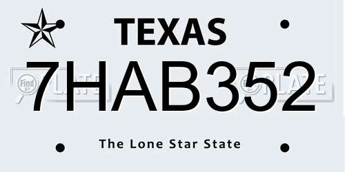 7HAB352 Texas License Plate