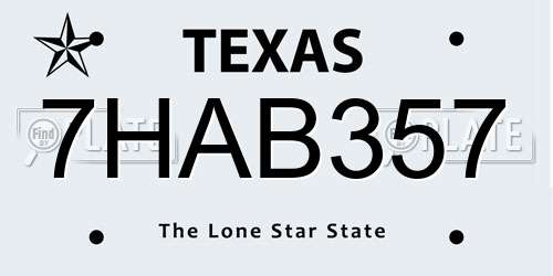 7HAB357 Texas License Plate
