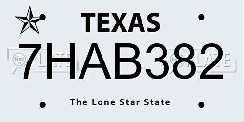 7HAB382 Texas License Plate