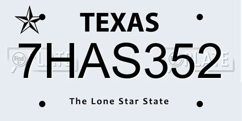 7HAS352 Texas License Plate