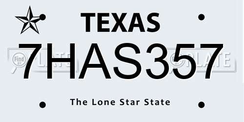 7HAS357 Texas License Plate