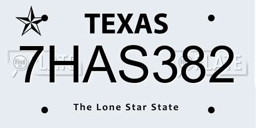 7HAS382 Texas License Plate