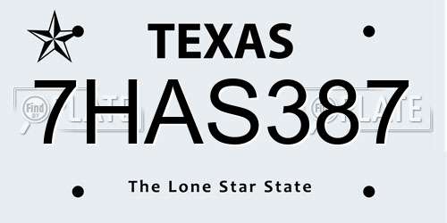 7HAS387 Texas License Plate