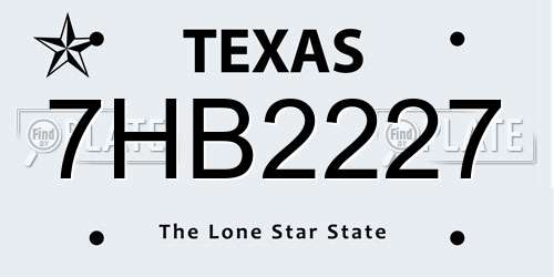 7HB2227 Texas License Plate