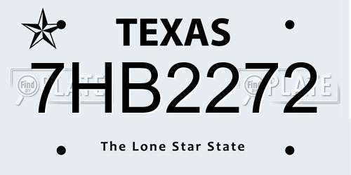 7HB2272 Texas License Plate