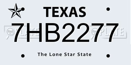 7HB2277 Texas License Plate