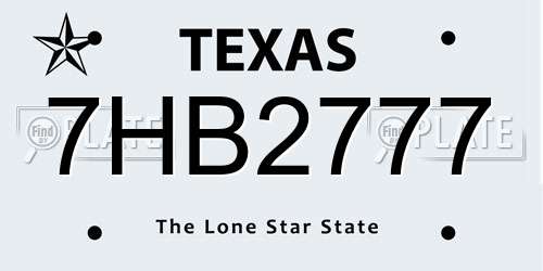 7HB2777 Texas License Plate