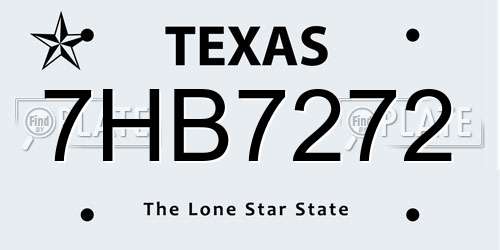 7HB7272 Texas License Plate