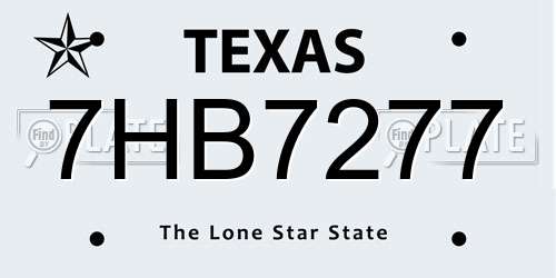 7HB7277 Texas License Plate