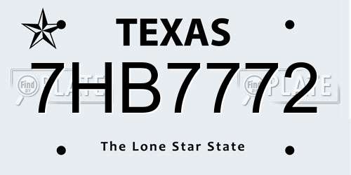 7HB7772 Texas License Plate